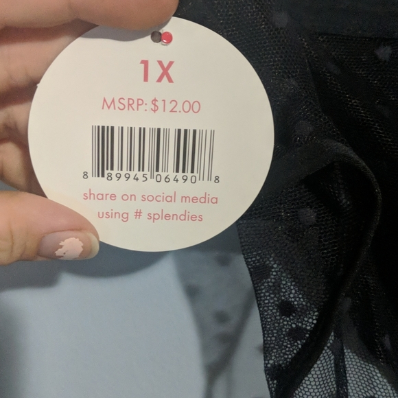 Black Bikini cotton lace with mesh panties - Picture 3 of 4